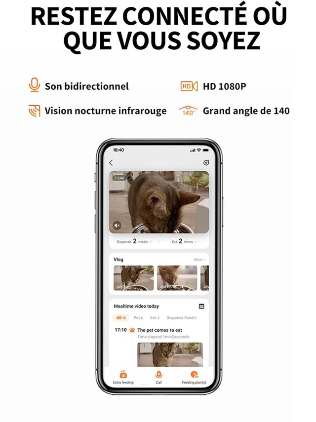 Distributeur automatique à double réservoir avec caméra